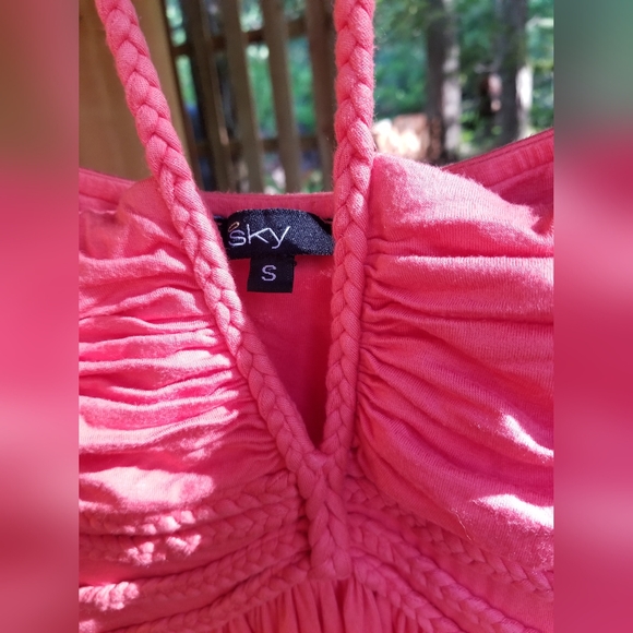 Summer Dress Orange Sky Brand Long Small Spaghetti Strap Halterneck Sleeveless - Picture 7 of 16